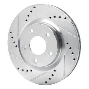Nissan X-Trail Brake Rotor (1) - Front Left - R1 Concepts - Drilled & Slotted - Silver - `07-`15
